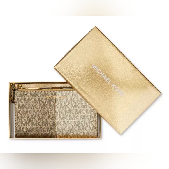 Michael kors Signature Jet Set Medium Double Zip Wristlet Wallet - Picture 1 of 11